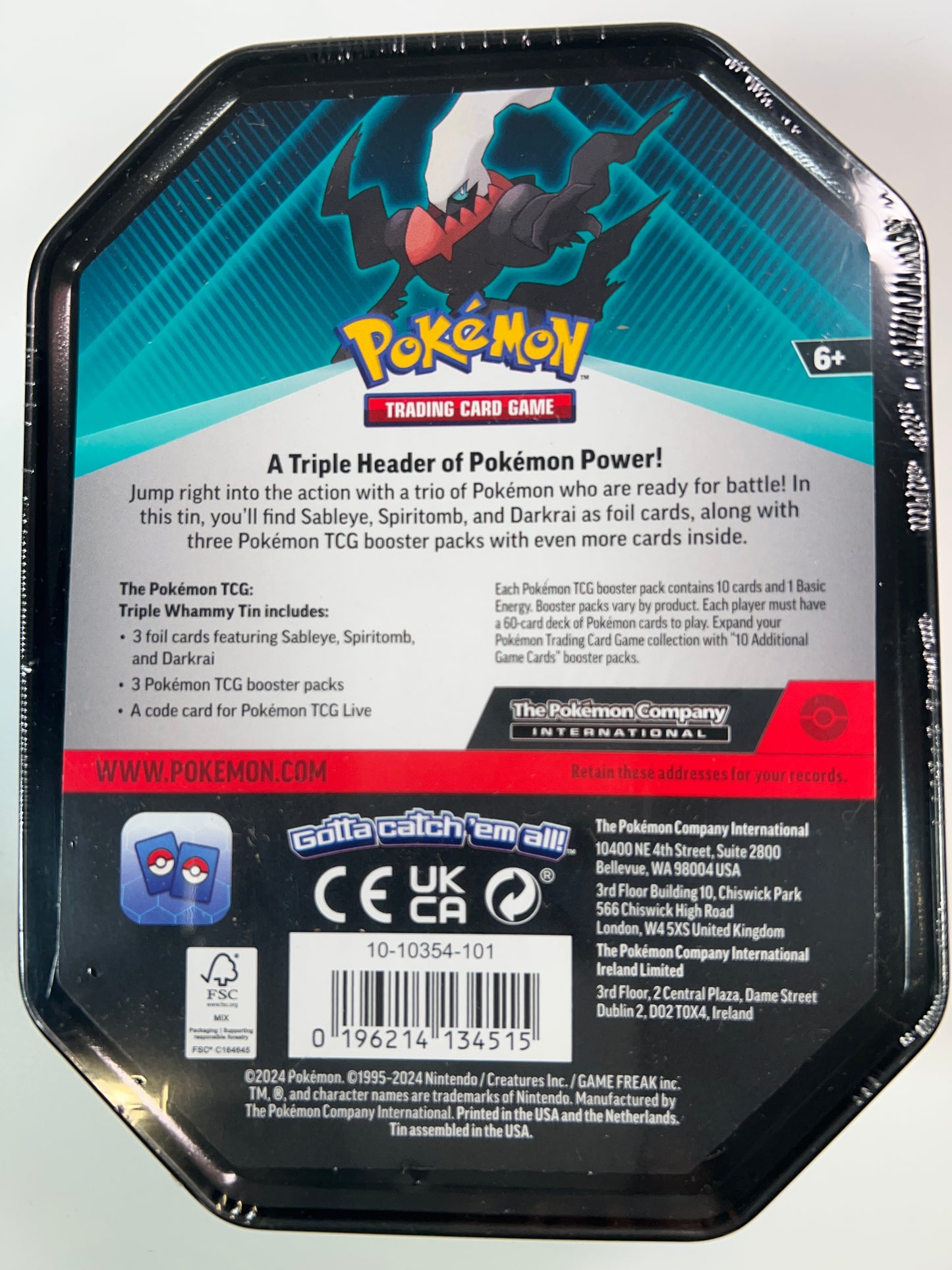 The Pokemon TCG: Triple Whammy Tin Darkrai